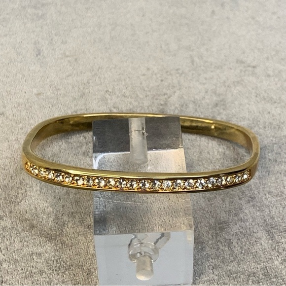 GOLD tone crystal rhinestone cubic Zirconia bangle bracelet - Picture 1 of 6